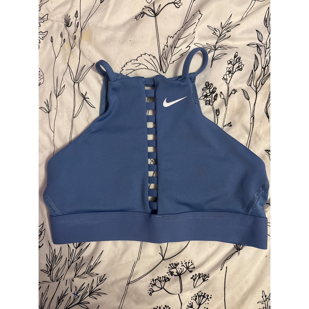 Nike Dri-FIT Women's Blue Indy Lattice Light Support Sports Bra, XS